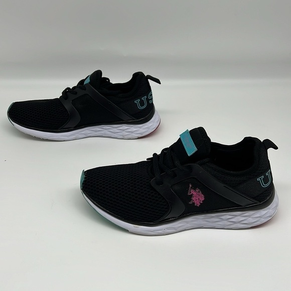 US Polo Association NW8110 Morale -M Black Sneaker Pink Turquoise Accents size 6 - Picture 3 of 11